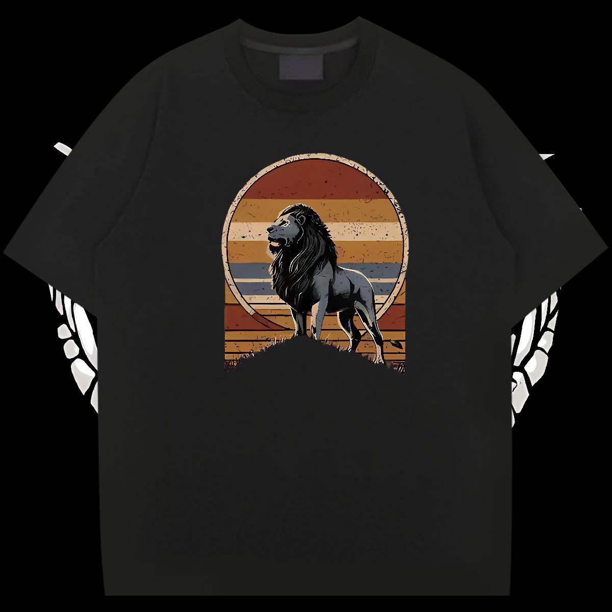 2024 DIY T shirt 230g Pure Cotton lion Summer Casual Polos Round Neck Short Sleeve Popular Tshirt for Man Woman Custom Print Plus Size
