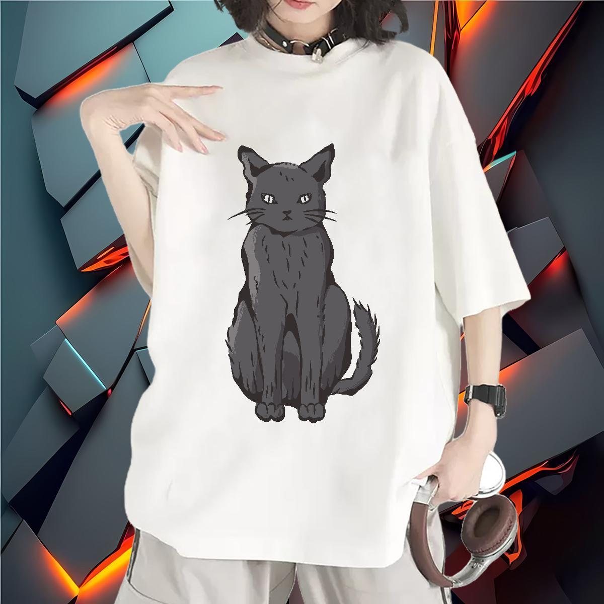 Wholesale Women T Shirts Short Sleeve O-Neck Unisex Tshirts Customized Print cat Hip Hop 230g Pure Cotton 2024 Casual Clothings