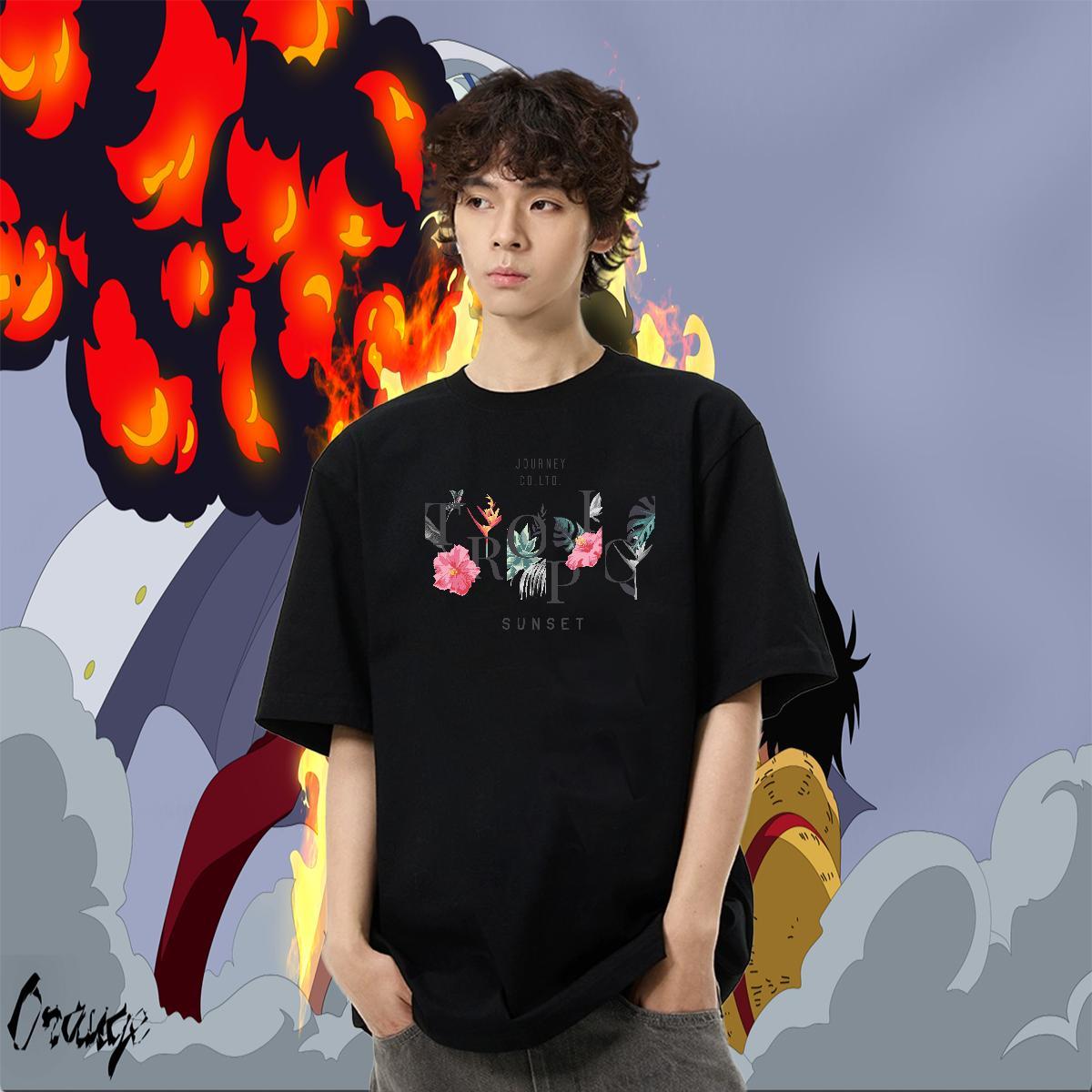 High Quality Tshirts 230g 100% Cotton Anime Printing Street flower Custom Big Size Breathable New Designer T-Shirts Tees Shirts