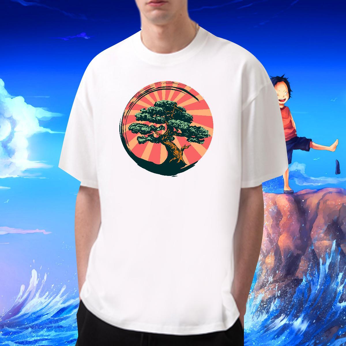 Casual New T Shirt For Man 230g 100% Cotton tree Street Tops Breathable Soft Loose Men Clothes T-Shirt Oversized