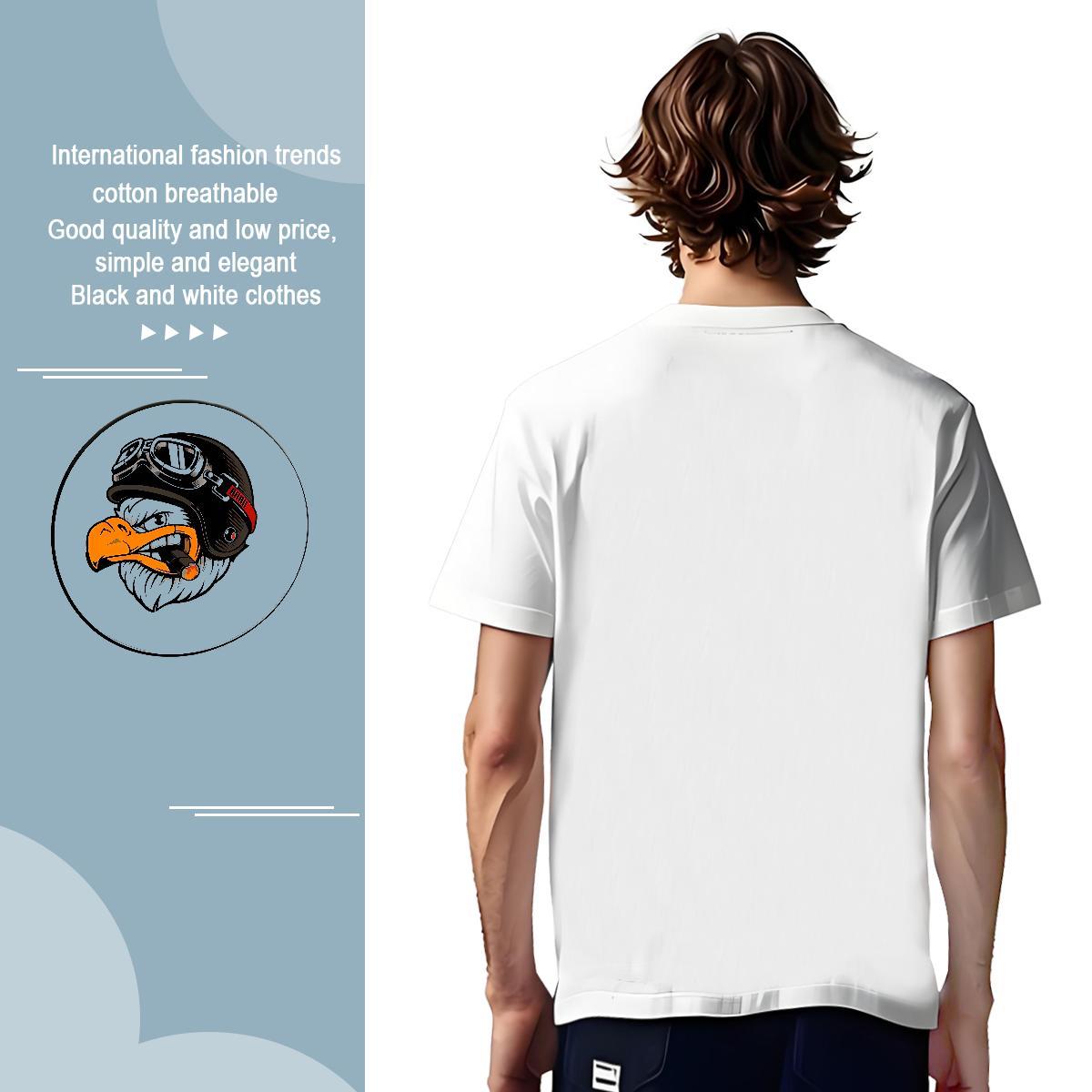 Unisex Couples T Shirts 230g 100% Cotton eagle T-Shirts Casual Daily Wear Crew Neck Breathable Asian Size Wholesale Tees