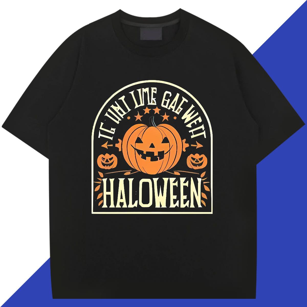 2024 New T-Shirts 230g 100% Cotton halloween Anime Printing Street Tops Breathable Crew Neck Loose Men Clothes T-Shirt Custom Big Size