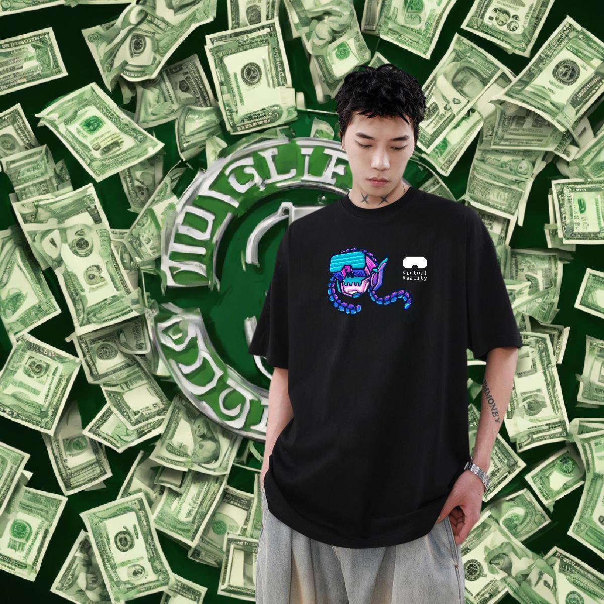 Loose Men Tshirts 230g Pure Cotton Home Outdoor ET Oversized Breathable Crew Neck 2024 Mens T Shirts Wear