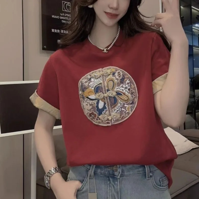 Spring Autumn Fashion Elegant Round Neck Pullover Tees Casual Versatile Western Commuting Solid Womens Clothing T-Shirts 240806