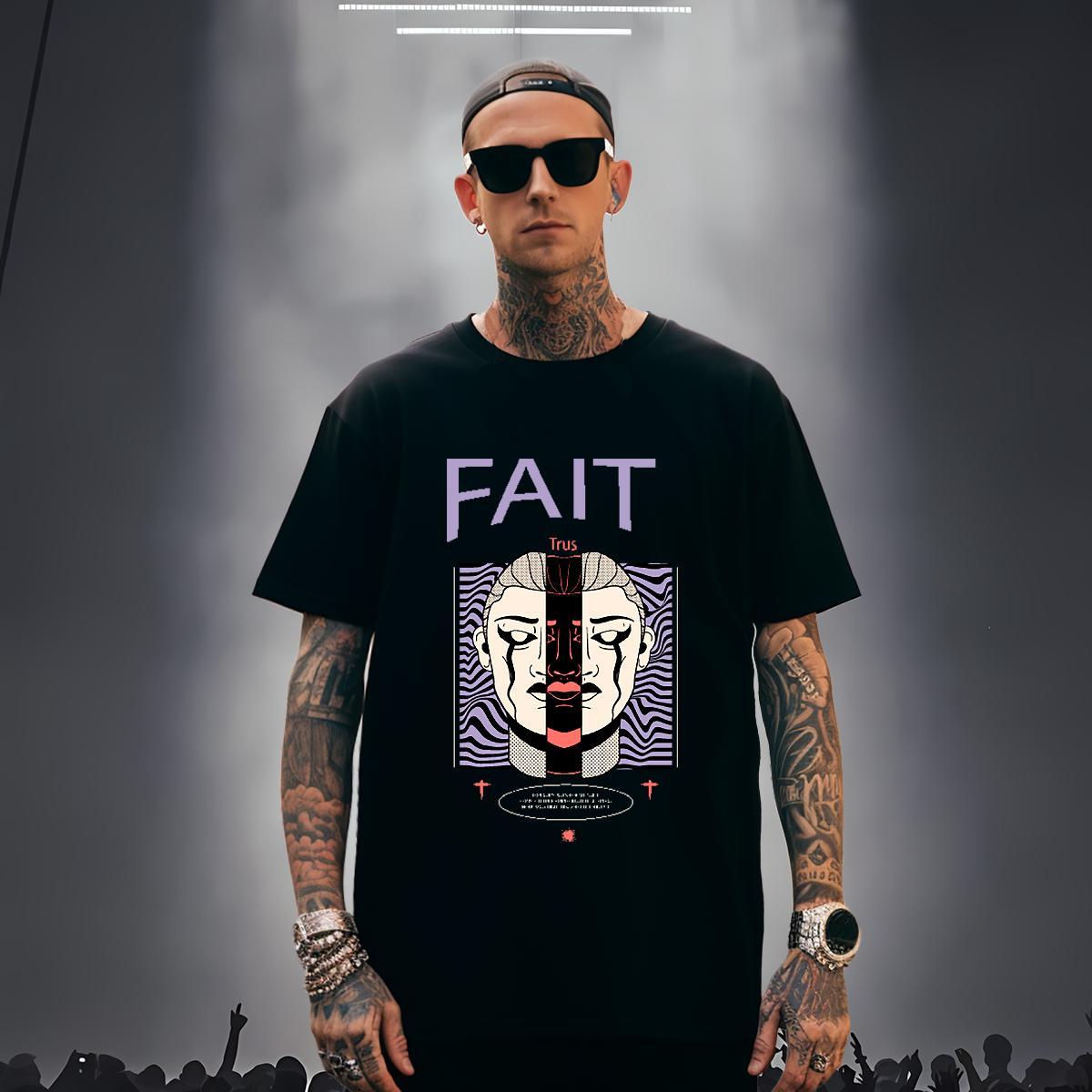 T Shirts Men 100% Cotton 230g icon High Street Hip Hop Round Neck Short Sleeve Black Oversized Couples T Shirts New Designer Clothes