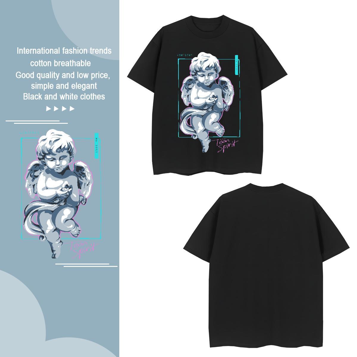 T-Shirts for Men 230g Pure Cotton portrait Street Casual O-Neck Short Sleeve DIY Logo Oversized Men Tshirts Free Shipping High Quality Tees