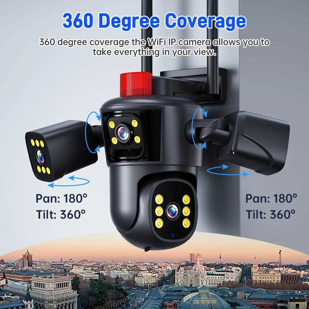 DIFANG 4 Screen CCTV Outdoor WIFI Security Camera Night Vision Two-Way audio outside waterproof 8MP 360 wireless IP CameraM240806