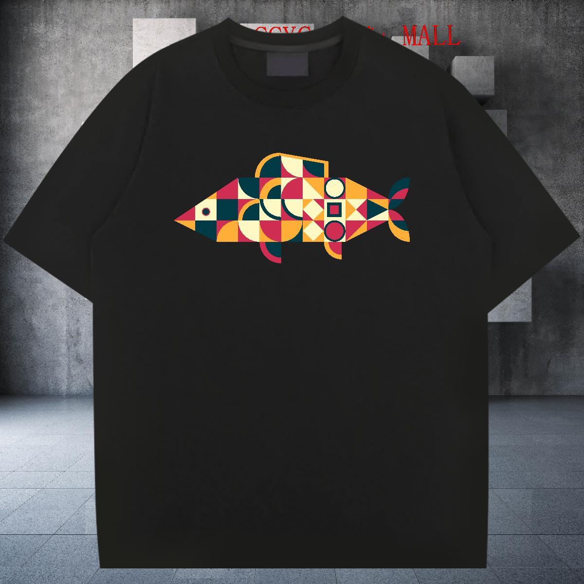 Popular Tshirt for Man Woman 100% Cotton 230g Outdoor fish DIY Printed Breathable Short Sleeve Fashion New T shirt Wear