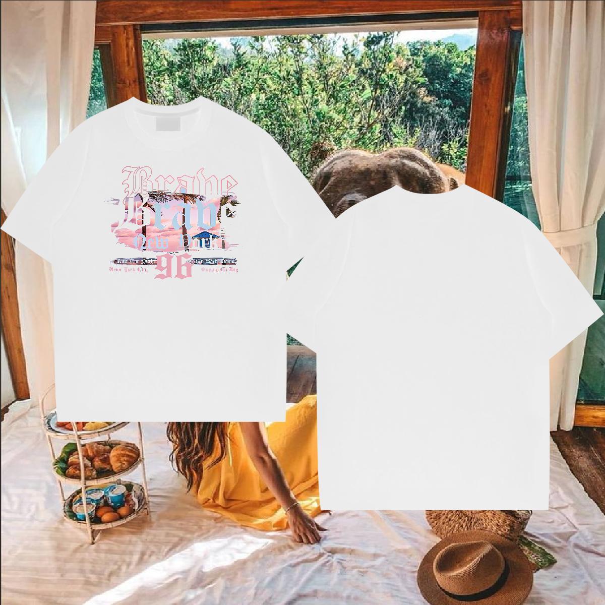 Customized T-Shirts for Men 230g 100% Cotton tree Summer Casual Tops Shirt Pure Cotton High Quality Tshirts Plus Size Cartoon