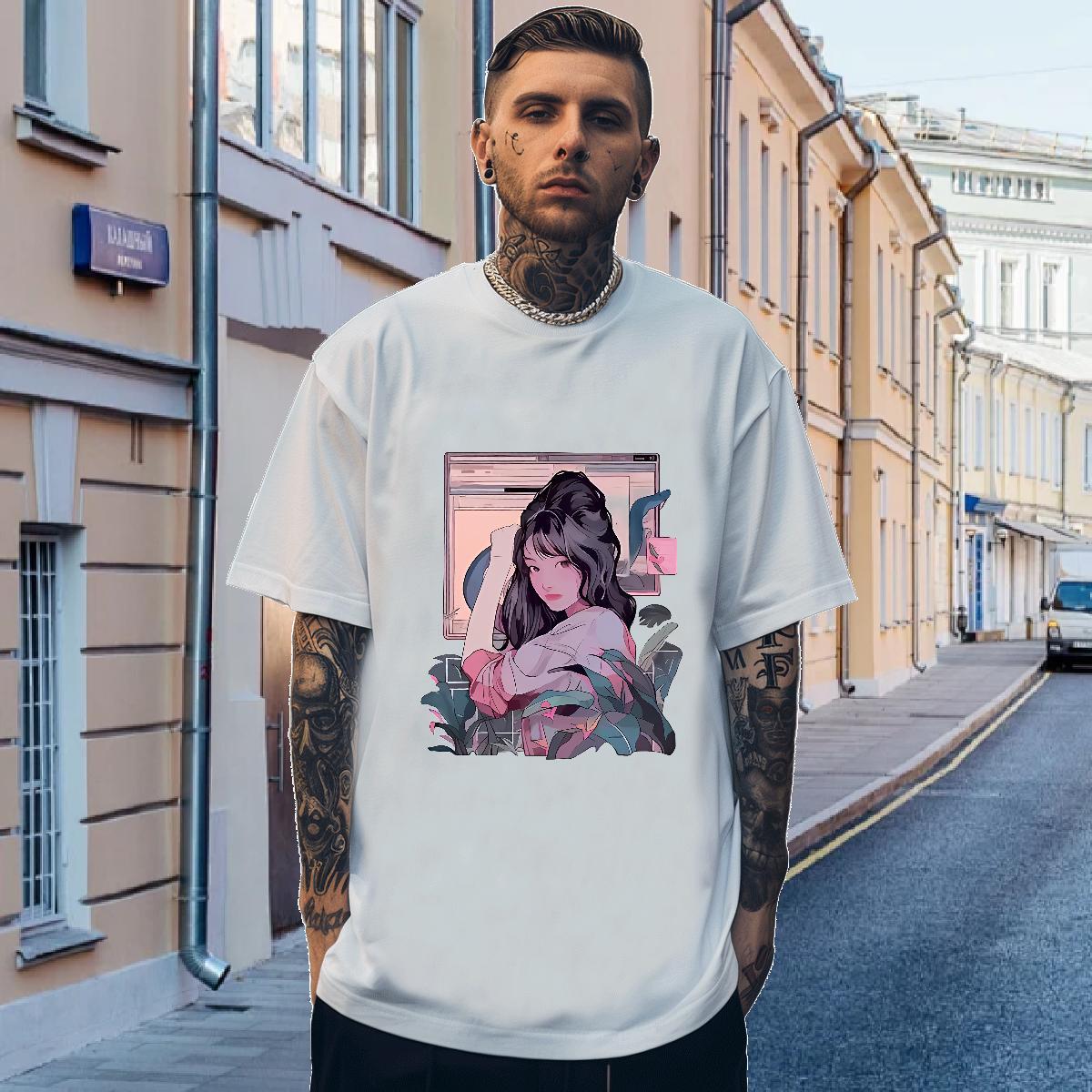 Mens T Shirts 100% Cotton 230g portrait High Street Hip Hop Breathable DIY Printed Men Tshirts 2024 Designer Cool Clothes