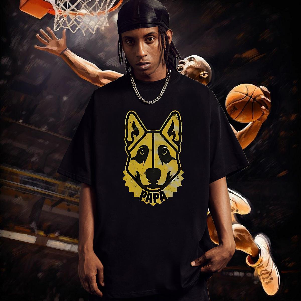 Factory Direct T-Shirts for Men 100% Cotton 230g dog Street Tops Shirt Round Neck Short Sleeve Free Shipping Tshirts Black Oversized