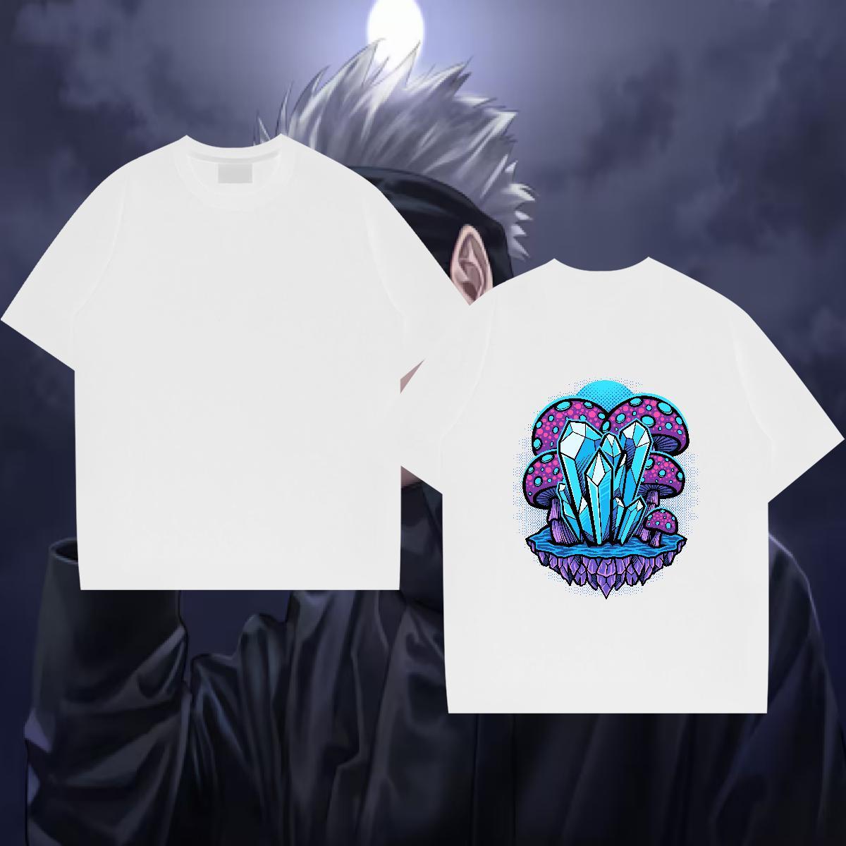 New Designer Mens T Shirts 230g 100% Cotton mushroom Home Outdoor Tops Breathable Soft Loose Fit Tshirts Black White