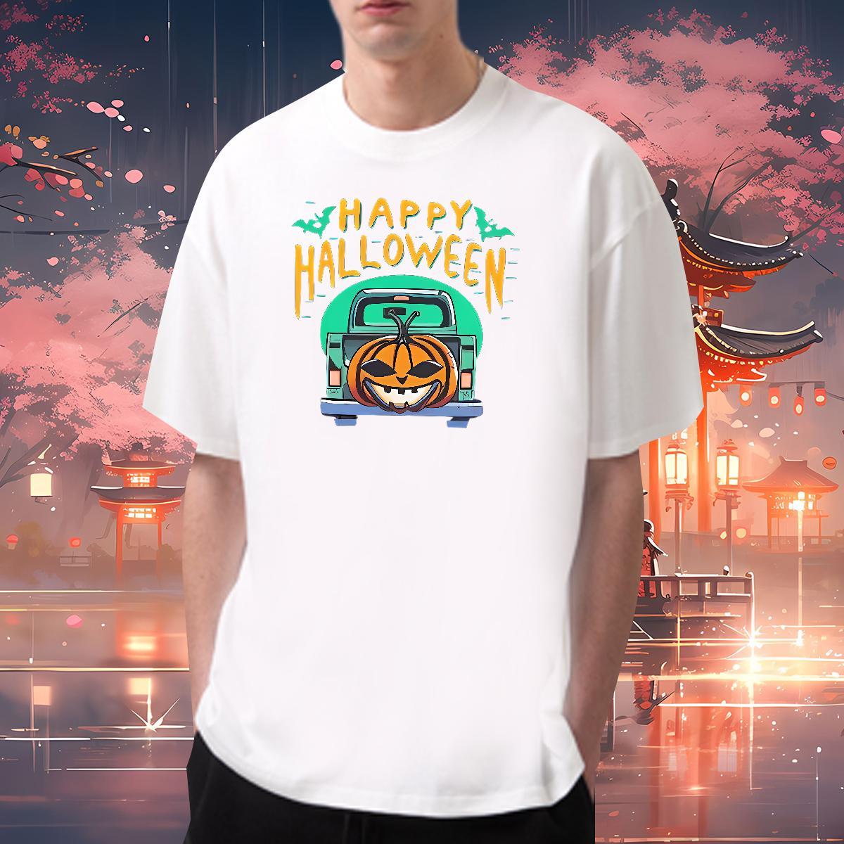 Fashion Mens T Shirts 230g Pure Cotton pumpkin Casual Daily Wear Tops Tees Breathable Short Sleeve High Quality Men Tshirts Custom Anime