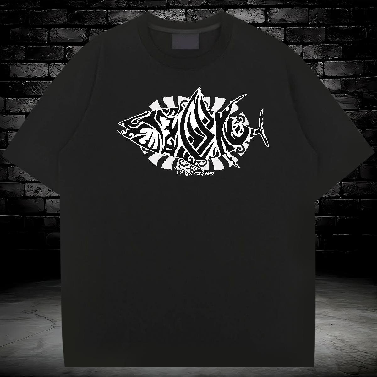 T-Shirts 230g Cotton fish Outdoor Pure Cotton Custom Cartoon Men Clothes T-Shirt Wholesale High Quality Tees