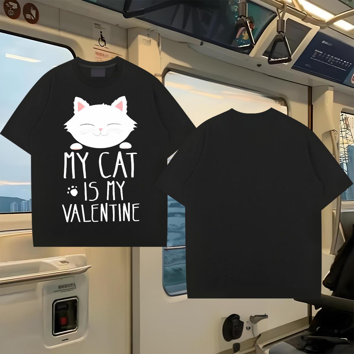 2024 DIY T Shirt For Man 230g Pure Cotton cat Street Wear Tops Tees Round Neck Short Sleeve TOP Quality Mens Tshirts DIY Printed