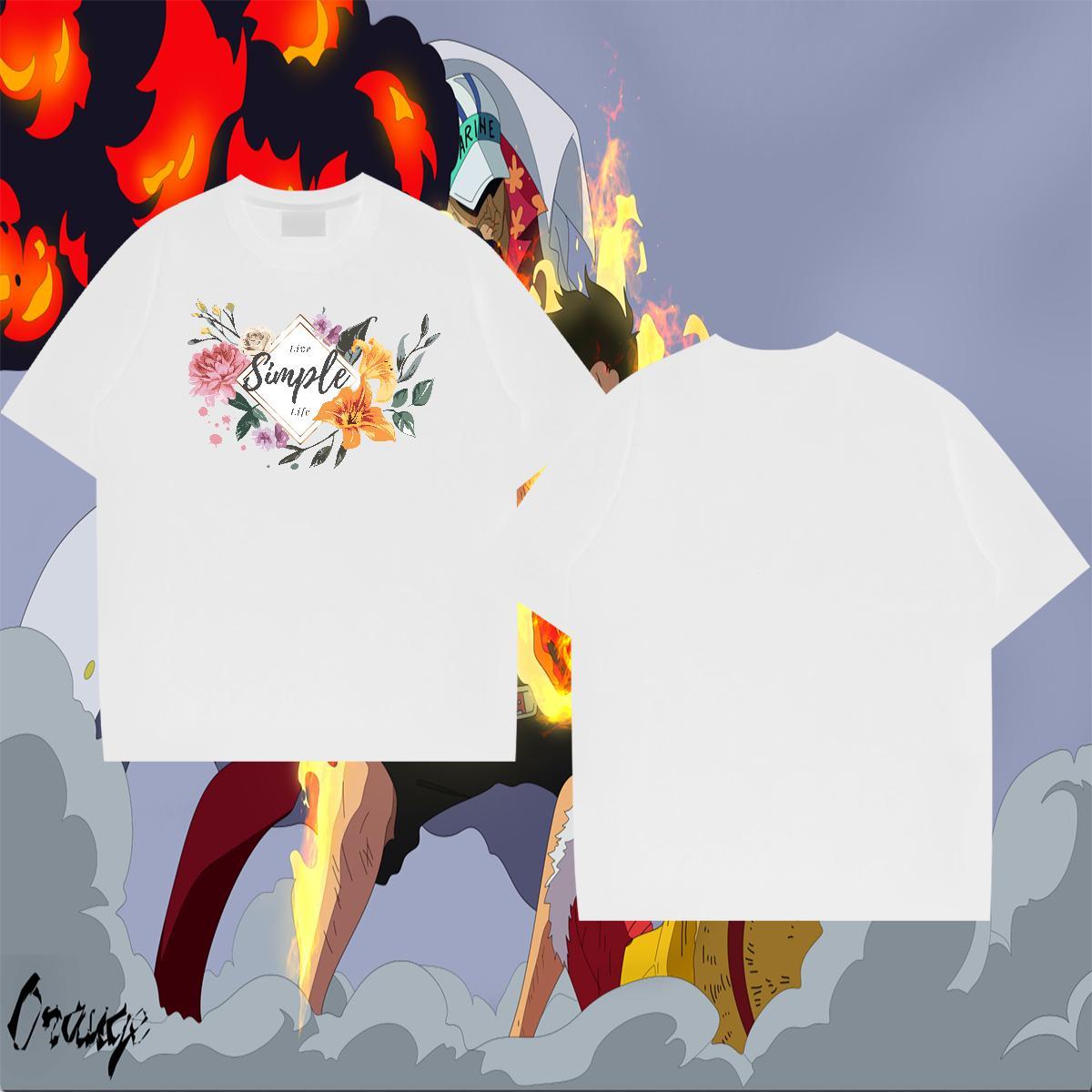 Wholesale Men Clothes T-Shirt 100% Cotton 230g Sport flower Cartoon Printing L-4XL Breathable Free Shipping T-Shirts Top Tees