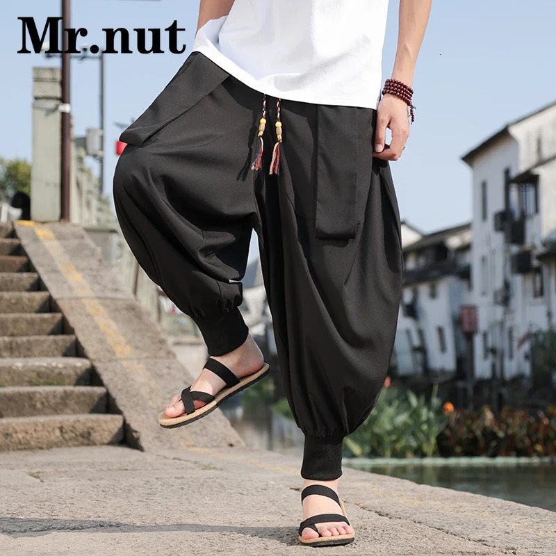 Mrnut Hip Hop Ice Silk Loose Harem Pants Mens Stylish Clothing Oversize Wide Leg Lantern Unisex Baggy Trousers Joggers 240806