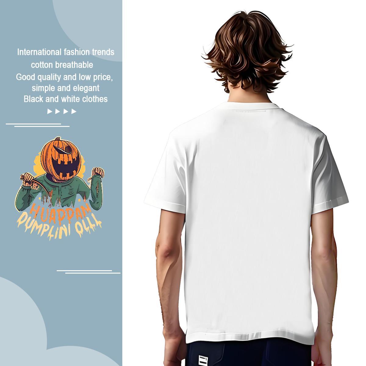 Men T Shirts 230g Pure Cotton pumpkin Hip Hop Breathable Short Sleeve Cartoon Printing L-4XL Men Tshirts Designer Fashion Free Shipping Tops