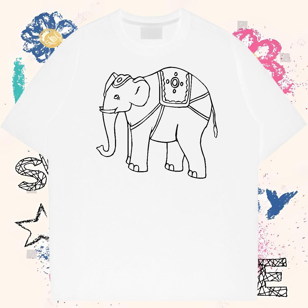 Designer T shirt 230g 100% Cotton elephant Sport Wear Short Sleeve O-Neck Cool Men Tees Black White
