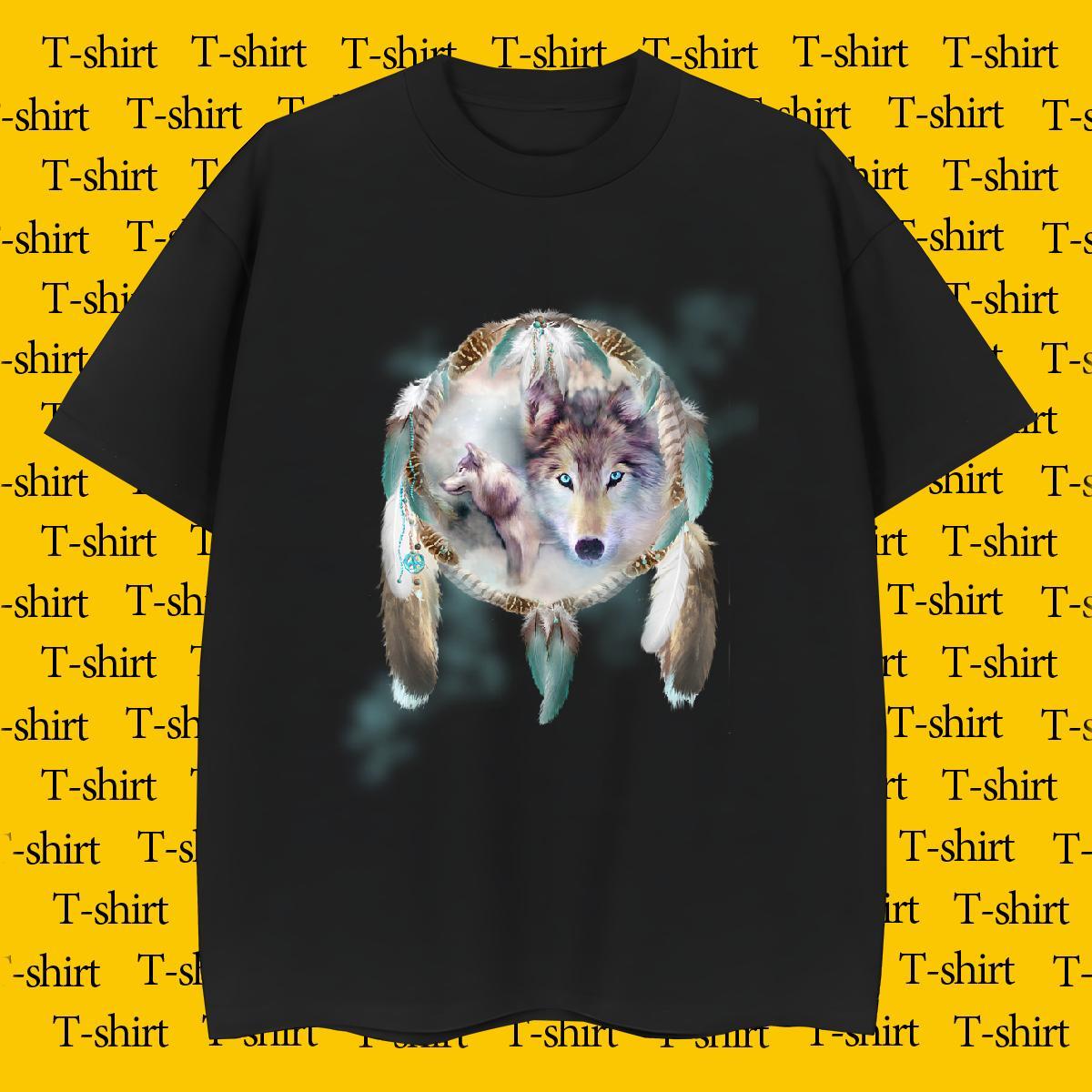 Unisex Men Tshirts 230g Pure Cotton wolf T shirt Street Breathable Short Sleeve DIY Factory Direct Wear