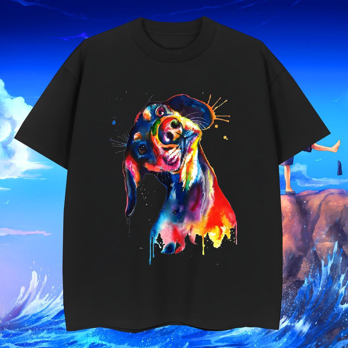 New Arrival Man T Shirts 230g Cotton coloful dog Street Wear Clothes O Neck Short Sleeves Loose Fit Tshirts Asian Size