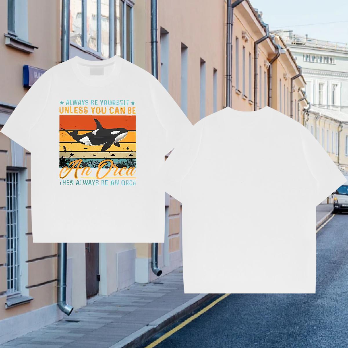 T shirt 230g 100% Cotton dolphin Daily Outfit Breathable Short Sleeve Custom Printing Couples T Shirts Wholesale TOP Quality Tops Tees