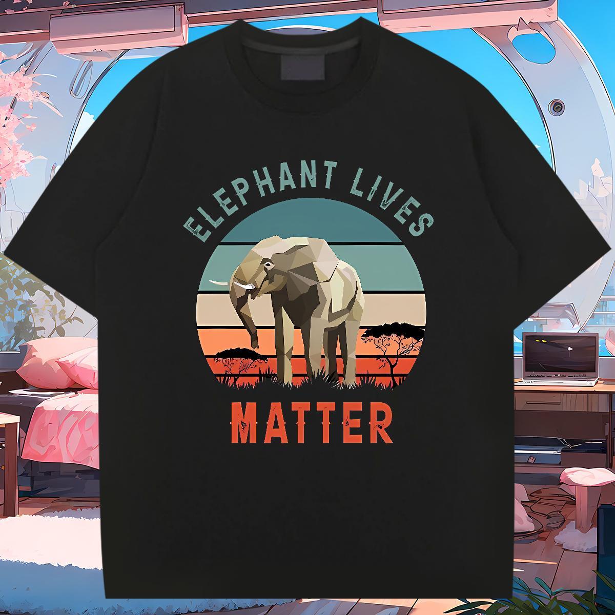 Man T Shirts 100% Cotton 230g Elephant Casual Daily Wear Crew Neck Breathable White Plus Size Couples T Shirts Custom Cool Tees Shirts