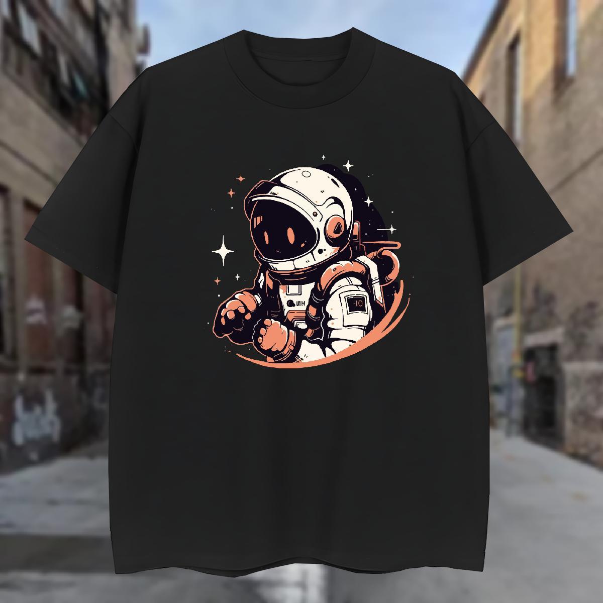 T Shirts Men 100% Cotton 230g universe Casual Daily Wear Short Sleeve O-Neck Oversized 4XL Men Tshirts 2024 Loose Fit Tee Shirt