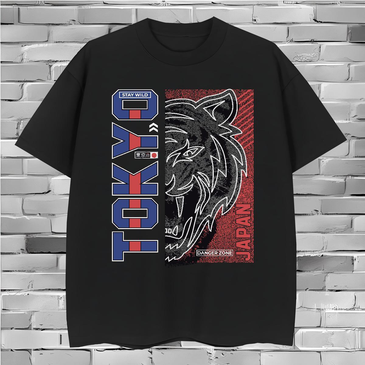 Fashion New Man T Shirts 230g Pure Cotton tiger Street Tee Shirt Breathable Crew Neck Free Shipping Tshirt for Man Woman Anime Print