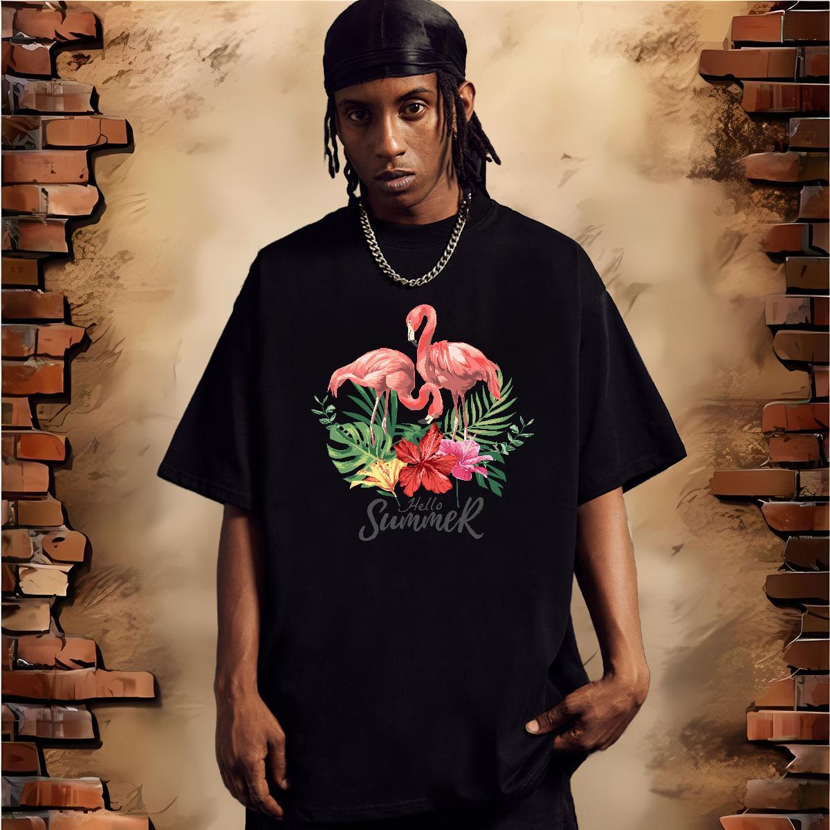 New T-Shirts for Men 100% Cotton 230g bird Spring Summer Wear Crew Neck Wholesale Men Clothes T-Shirt Anime Print