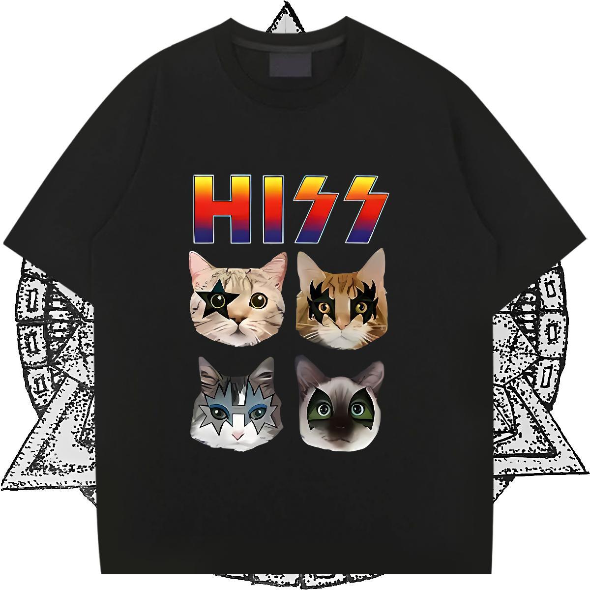 2024 DIY T-Shirts for Men 230g Cotton cat Casual Tops Shirt Breathable Short Sleeve Unisex Men Tshirts Custom Cartoon