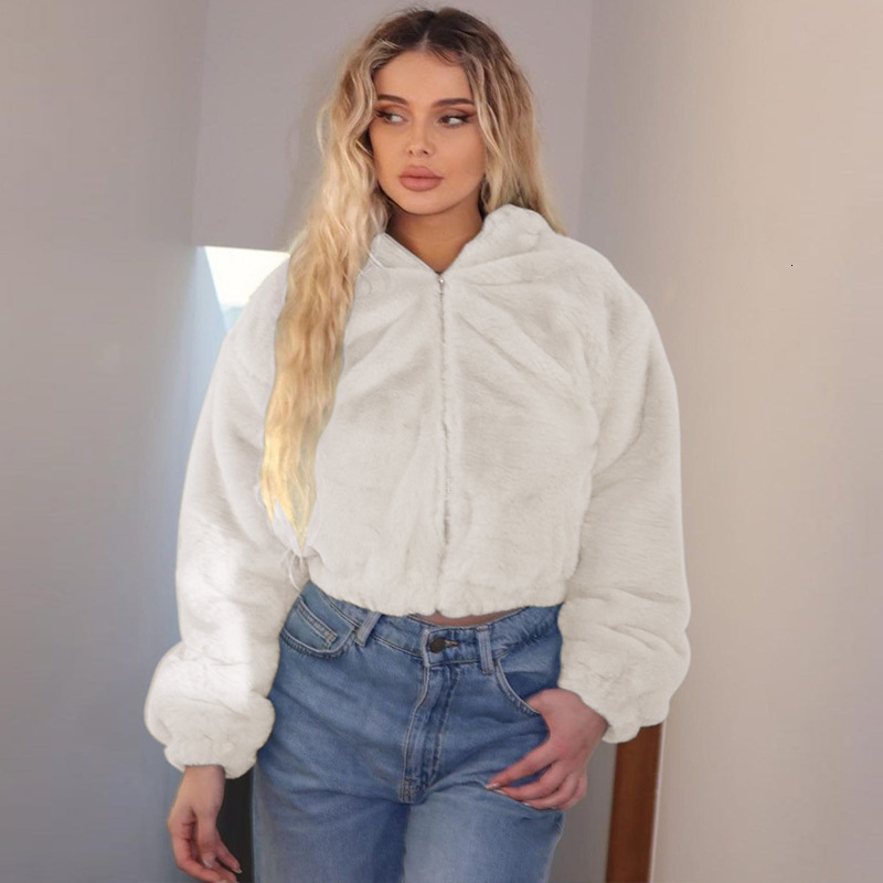 Women's Autumn New Fashion Cardigan Zipper Hooded Plush Long Sleeve Top for Women