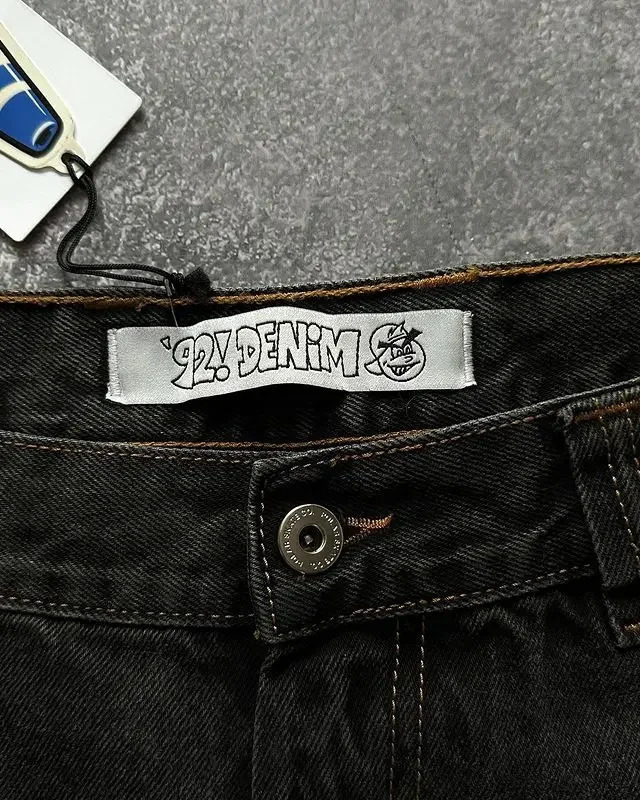 Hip hop street cartoon print simple loose straight jeans mens fashion y2k gothic retro high waist slim casual denim trousers 240806