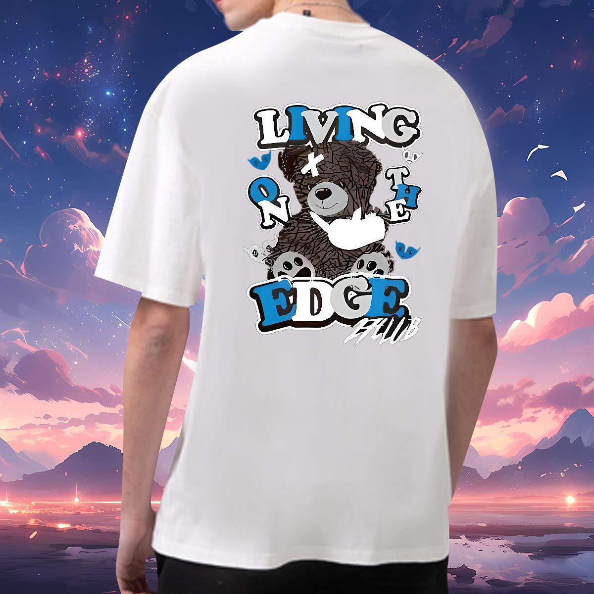 DIY Man T Shirts 230g Pure Cotton bear Street Casual Polos Crew Neck Wholesale Men Tops Tees Custom Print Oversized