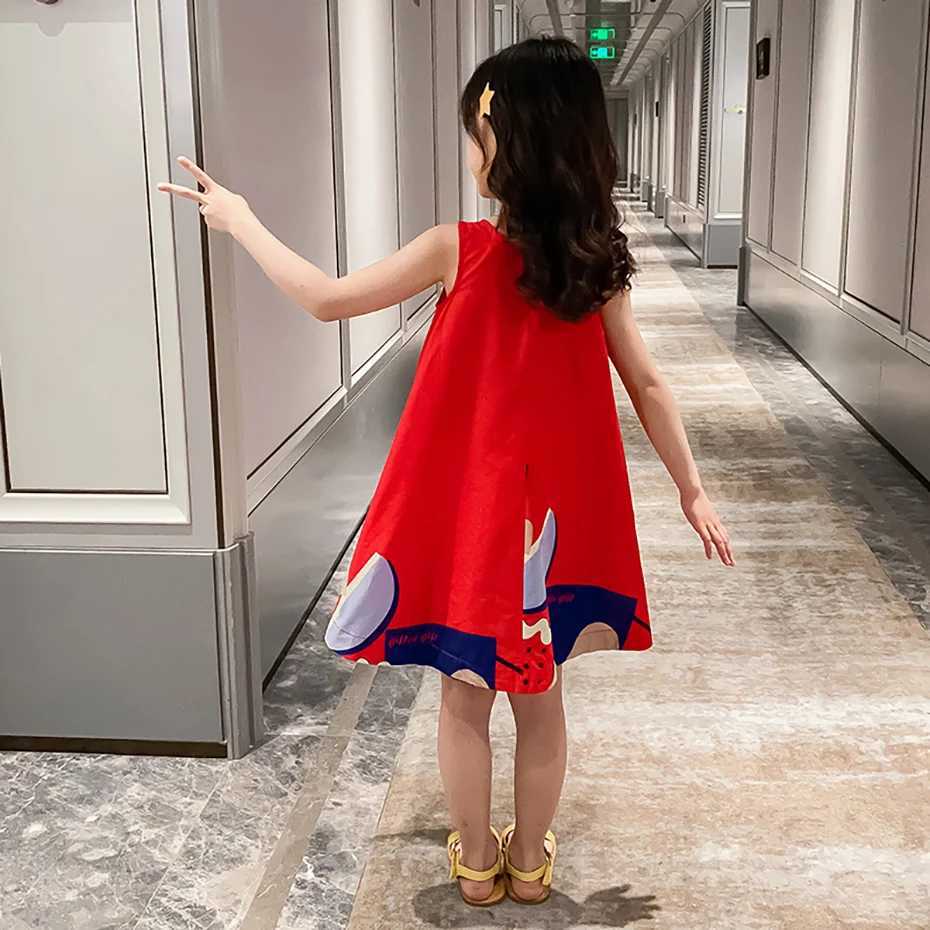 Girls summer dress sleeveless girls party dress dot pattern childrens casual style clothing girls 6 8 10 12 14W240720