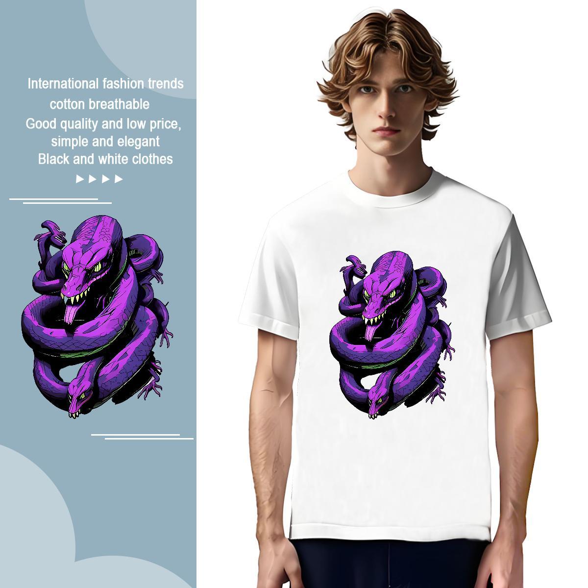 T shirt 230g Cotton snake Casual Breathable Short Sleeve Custom Anime Tshirt for Man Woman DIY Customized Wholesale Clothings