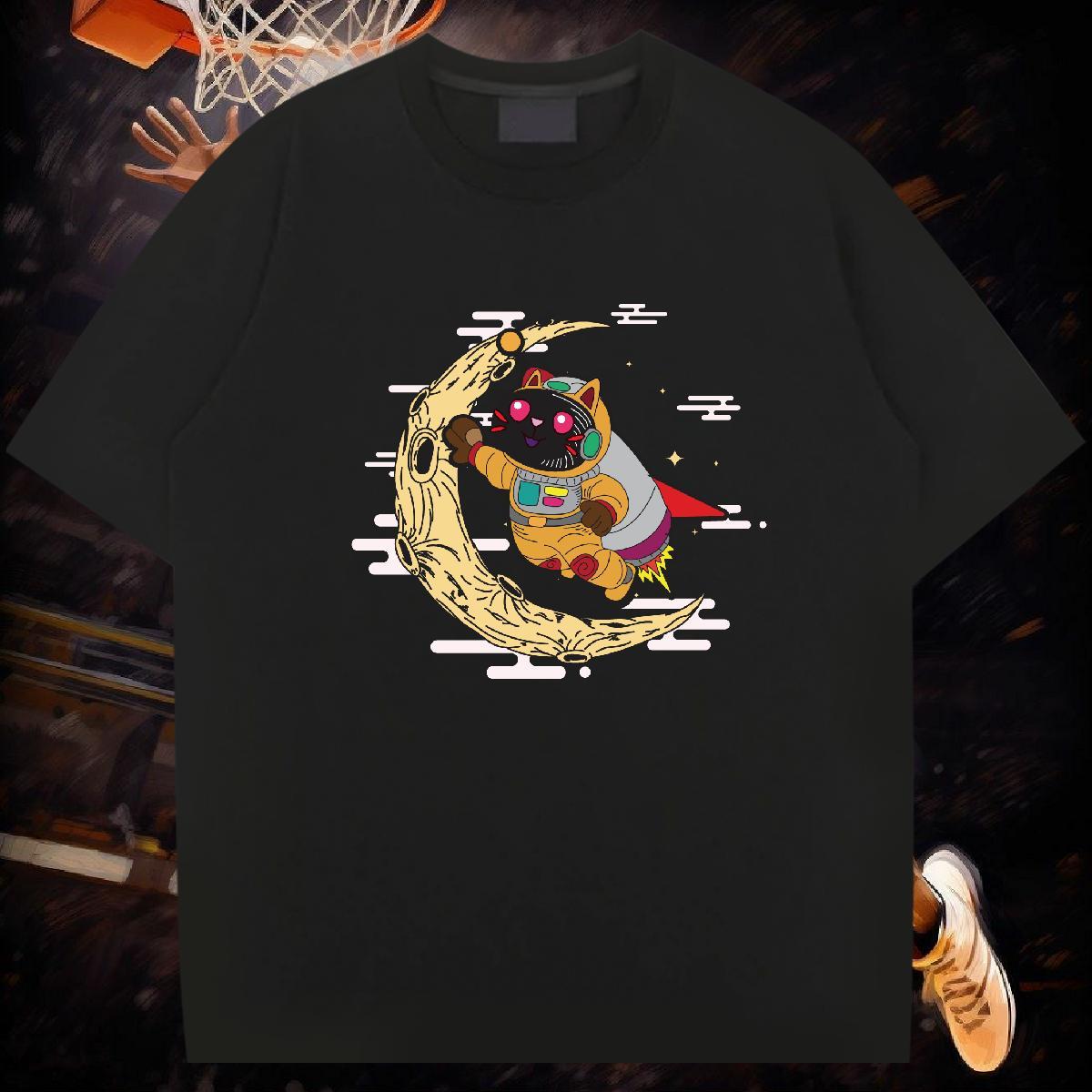 T shirt 230g Pure Cotton universe Casual Beach Breathable Black Oversized Mens Tshirts Fashion New Designer Tees