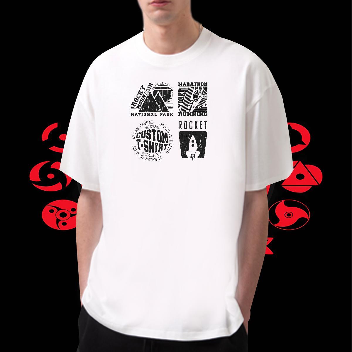 Wholesale Men Tshirts 230g Pure Cotton High Street Hip Hop letter Cartoon Printing L-4XL Crew Neck Breathable DIY Mens T Shirts Clothings