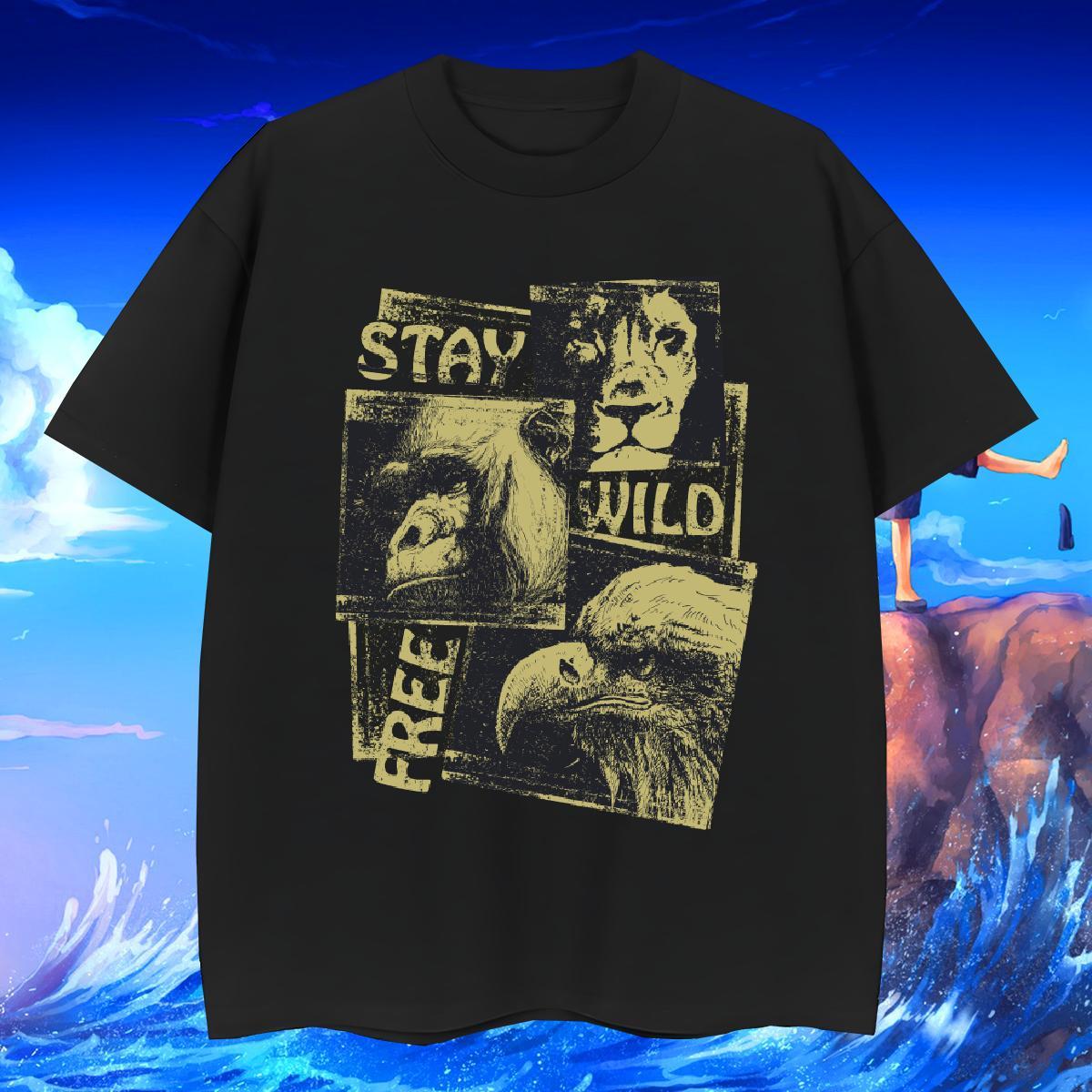 Factory Direct Mens T Shirts 230g Pure Cotton lion Sport Tees Shirts Crew Neck Breathable High Quality Tshirts Custom Print Plus Size