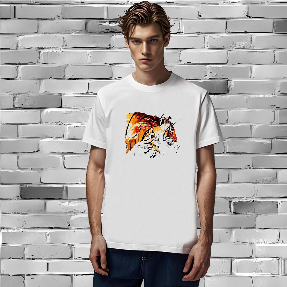 Designer T Shirt For Man 230g 100% Cotton tiger Street wear Hip Hop Wear Pure Cotton Cool Design Couples T Shirts DIY Anime
