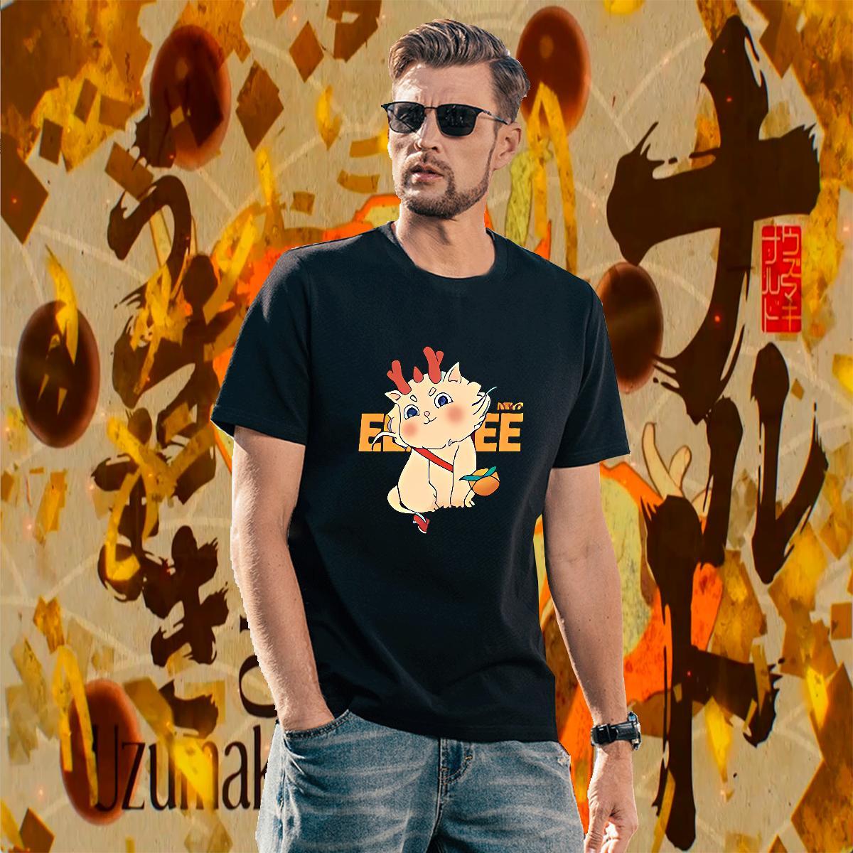 Popular Tshirt for Man Woman 100% Cotton 230g cat T-Shirts for Men Outdoor Breathable Short Sleeve Black Oversized 2024 DIY Tee Shirt