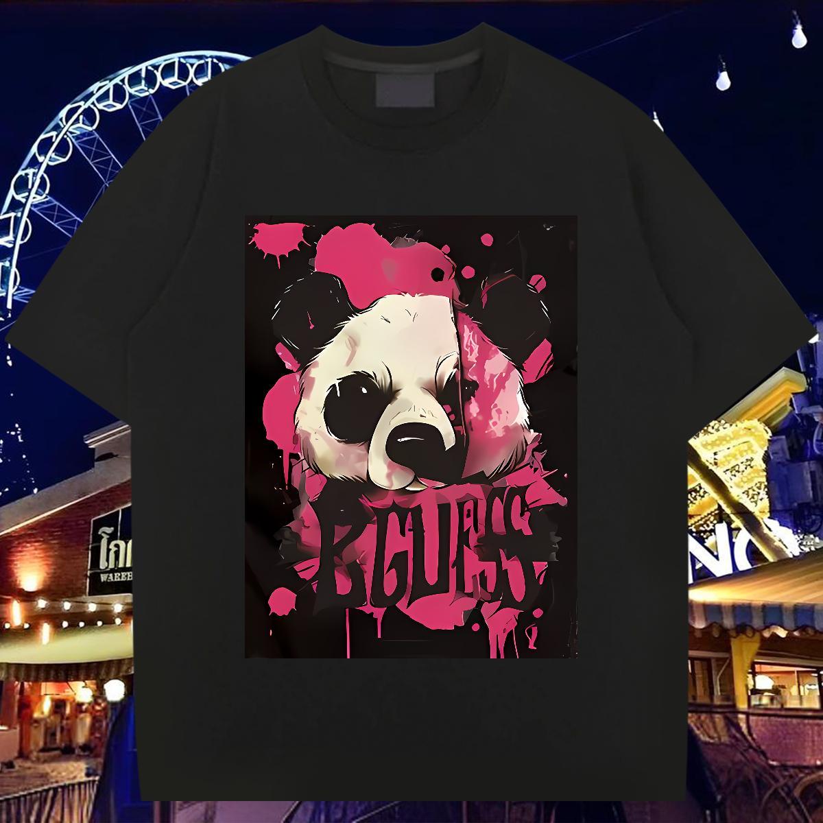 Classic T-Shirts for Men 230g Cotton panda Casual Clothes Breathable Short Sleeve Designer Couples T Shirts Plus Size Cartoon