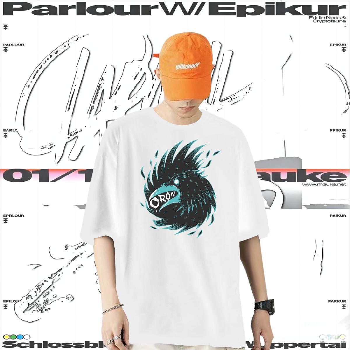 2024 DIY T Shirt For Man 230g Pure Cotton eagle Casual Beach Tees Shirts Crew Neck High Quality Men Clothes T-Shirt Anime Print