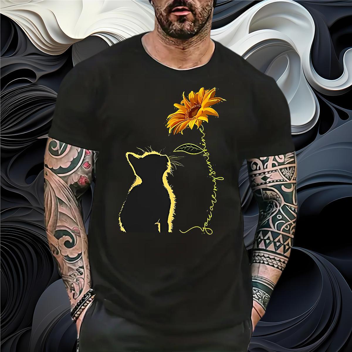 Designer Fashion Men T Shirts 100% Cotton 230g cat Street wear Hip Hop Clothes Crew Neck Wholesale Men Tees Oversized 3XL 4XL