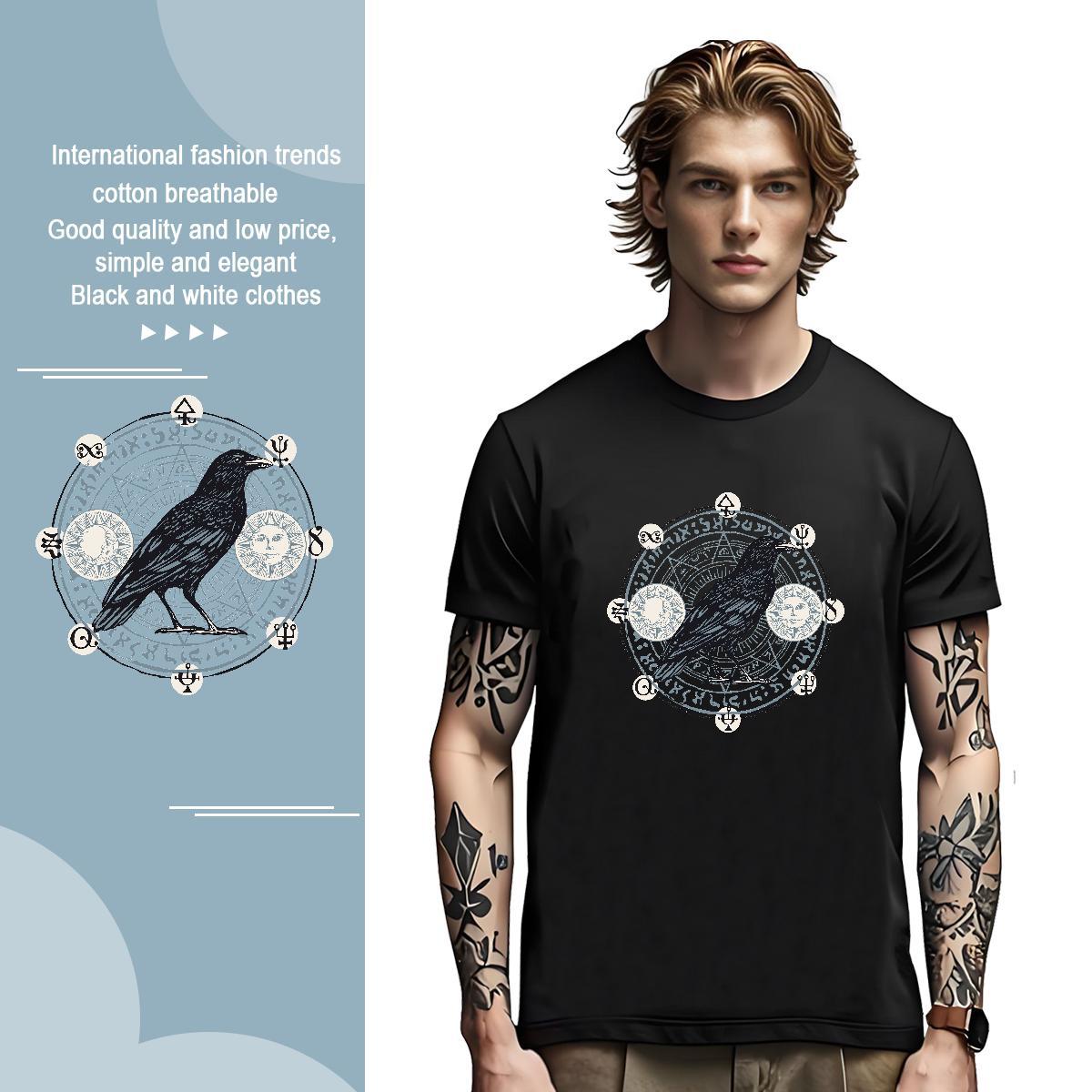 Wholesale Men Tees 100% Cotton 230g bird Man T Shirts Spring Summer Pure Cotton Black White Customized Wear