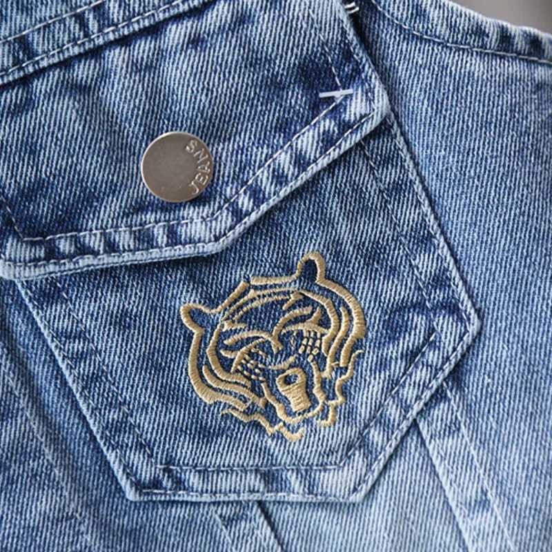 Boys and Girls Fashion Glasses Leopard Head Printed Collar Cowboy Tank Top Spring and Autumn Edition Display Tank TopW240724