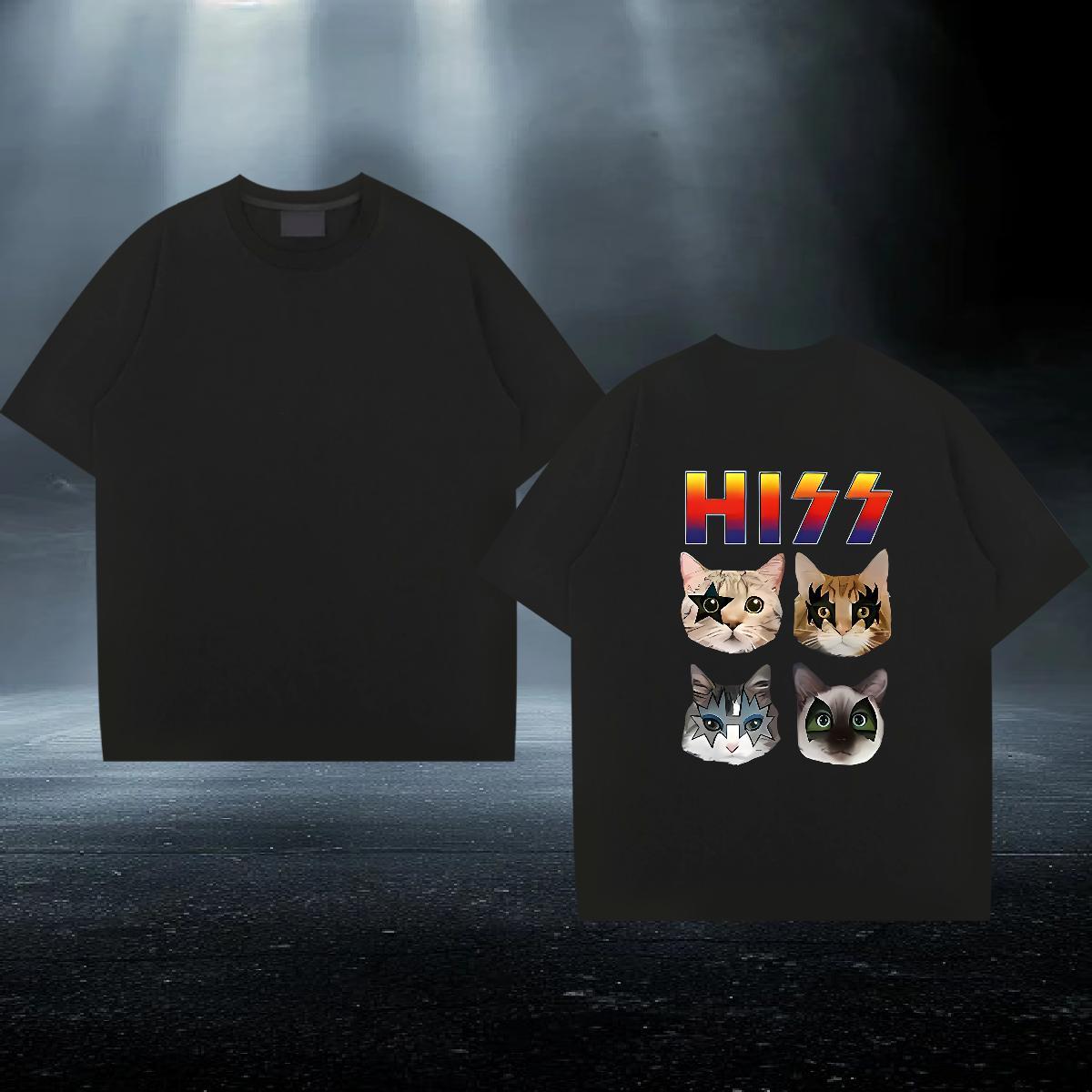 Fashion New T-Shirts 100% Cotton 230g cat Casual Daily Wear Tee Shirt Short Sleeve Soft Unisex Men Tshirts Anime