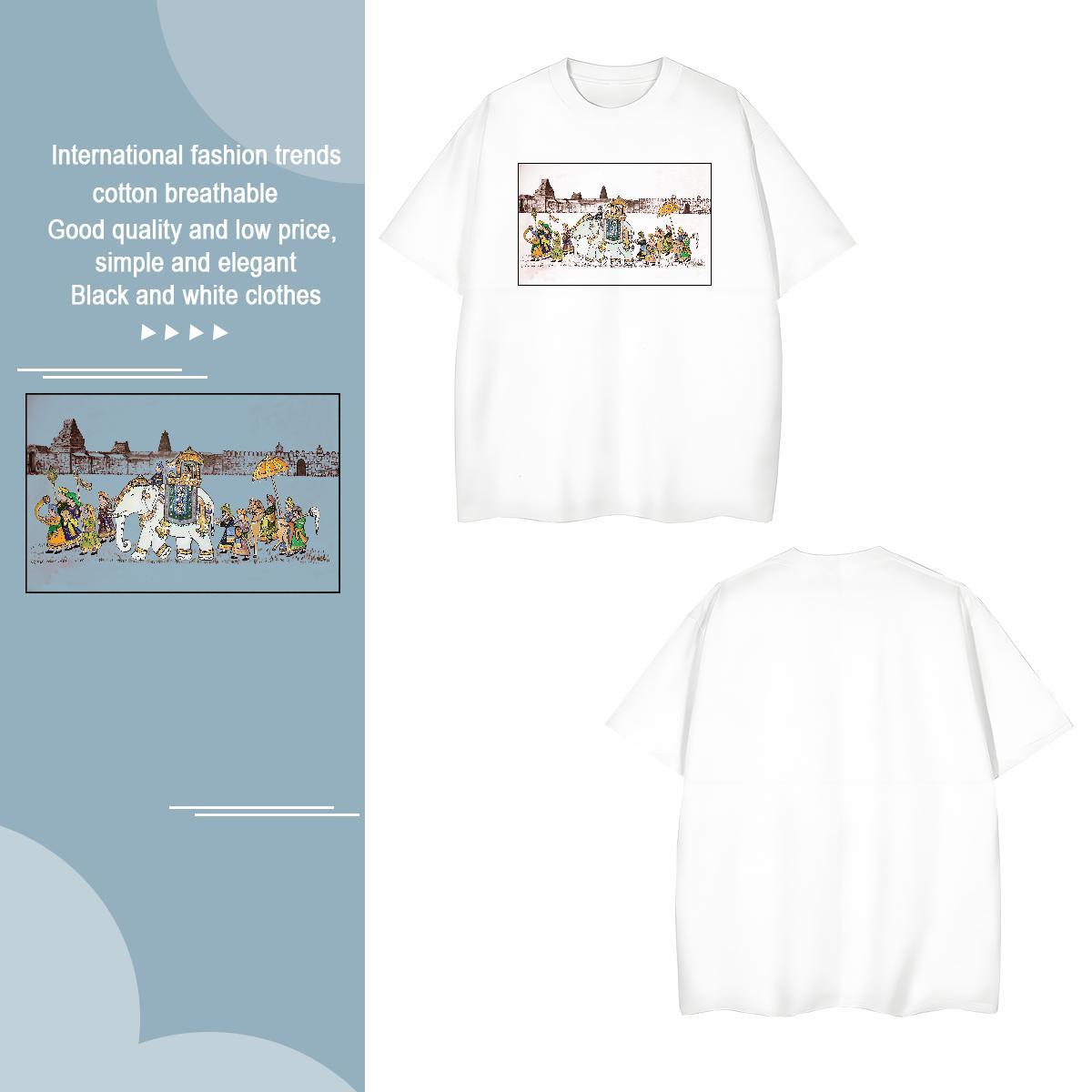 Men T Shirts 100% Cotton 230g elephant Sport O-Neck Short Sleeve Skull Men Tees Fashion Designer Cool Tops Shirt