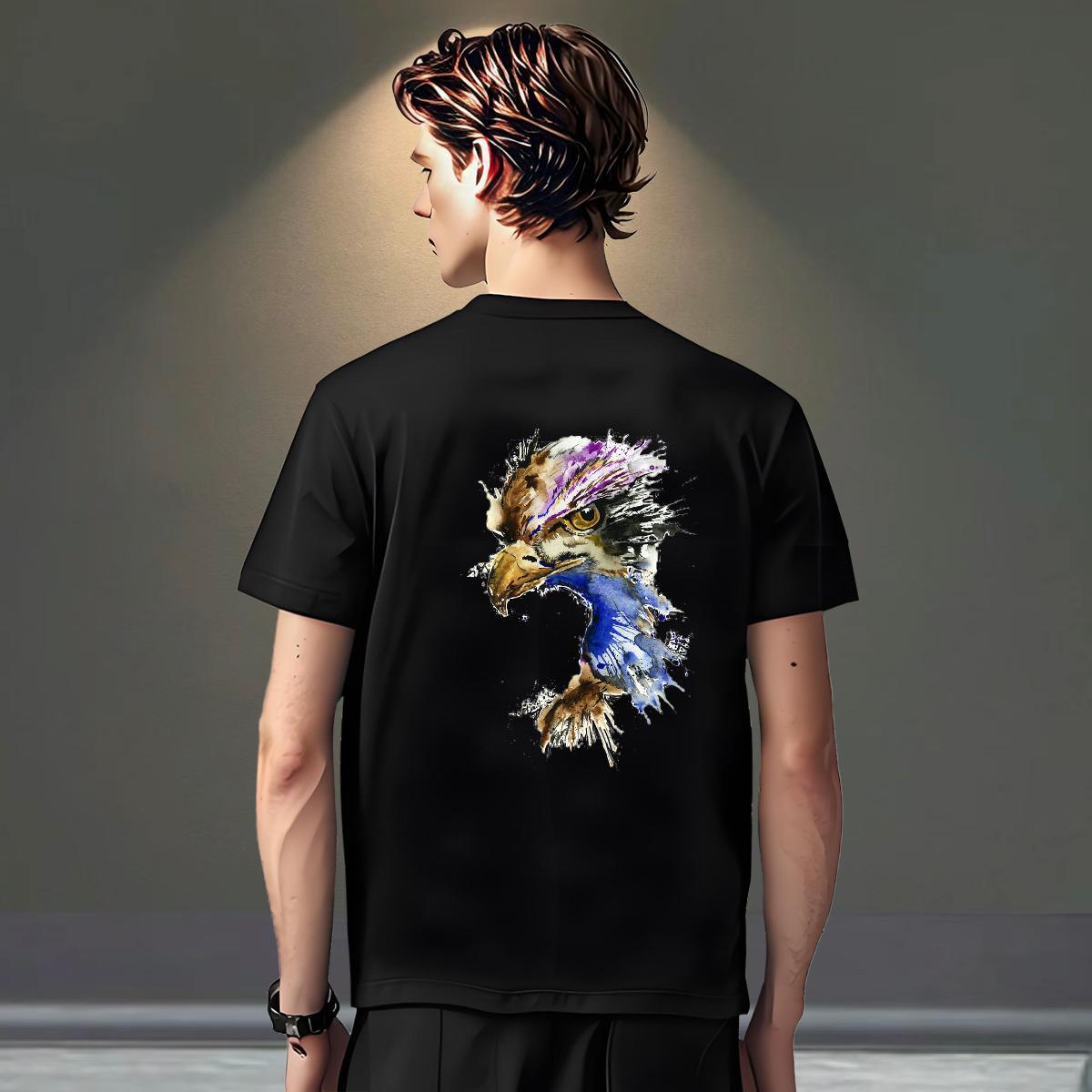 Fashion Designer T-Shirts for Men 230g Pure Cotton eagle Daily Wear Tshirts Short Sleeve Soft Cool Design Men Tshirts DIY