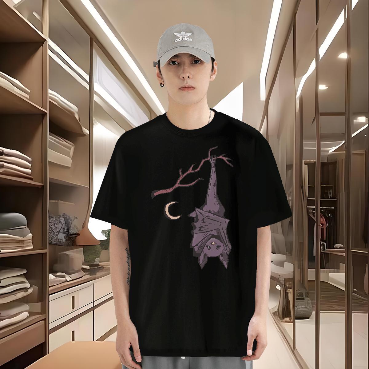 T Shirt For Man 230g 100% Cotton bat Anime Printing Street Pure Cotton Custom Anime Men Clothes T-Shirt Fashion Designer Tees Shirts